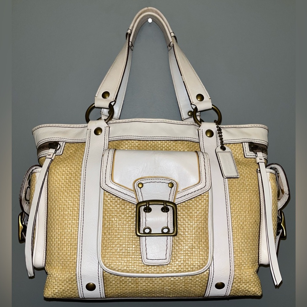 Vintage Coach Legacy Large Carryall Yellow And White Tote Bag